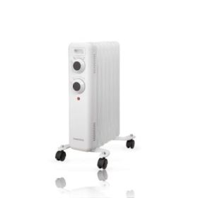 Daewoo DW9502 Radiador de Aceite - Potencia 1500W - 7 Elementos - Termostato Regulable - Ruedas - Asa de Transporte - Indicador