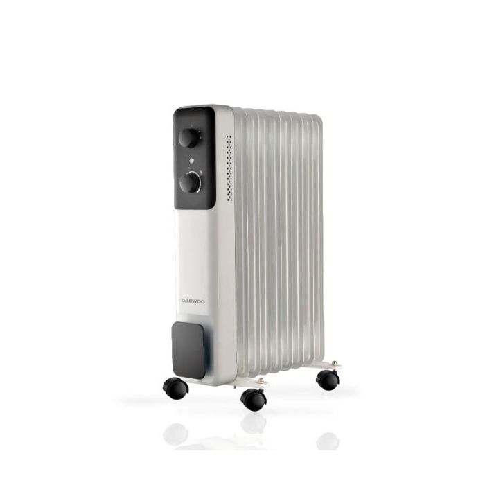Daewoo DW9506 Radiador de Aceite - Potencia 2000W - 9 Elementos - Termostato Regulable - Ruedas - Asa de Transporte - Funcionami