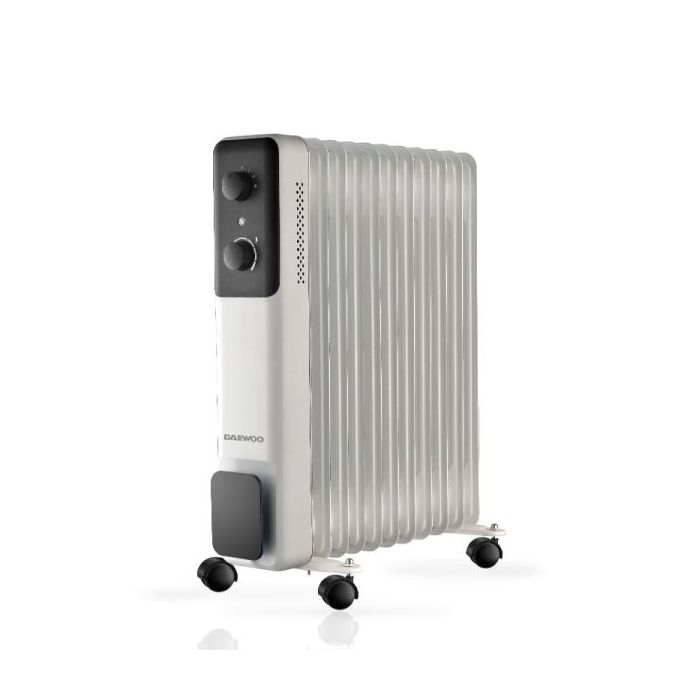 Daewoo DW9507 Radiador de Aceite - Potencia 2500W - 11 Elementos - Termostato Regulable - Ruedas - Asa de Transporte - Funcionam