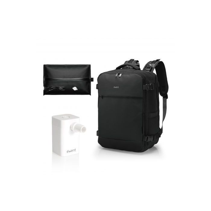 Ewent EW2540 Mochila para Portatil hasta 16,1  - Compartimento Para Zapatos - Bolsillo Antirrobo - USB-A y USB-C - Material Oxfo