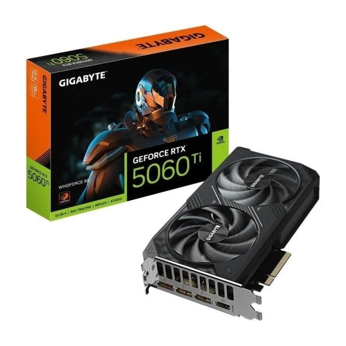 Gigabyte GeForce RTX 5060 TI Tarjeta Grafica WINDFORCE 8GB GDDR7 - 3x DP, HDMI