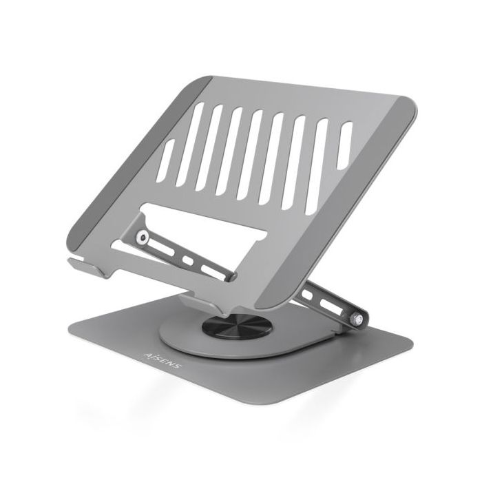 Aisens Soporte Sobremesa XL para Portatil / Tablet - Giratorio y Ajustable - Rotacion 360° - Plegable y Compacto - Antideslizant