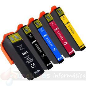 Epson T33XL Pack de 5 Cartuchos de Tinta Genéricos: T3351/T3361/T3362/T3363/T3364