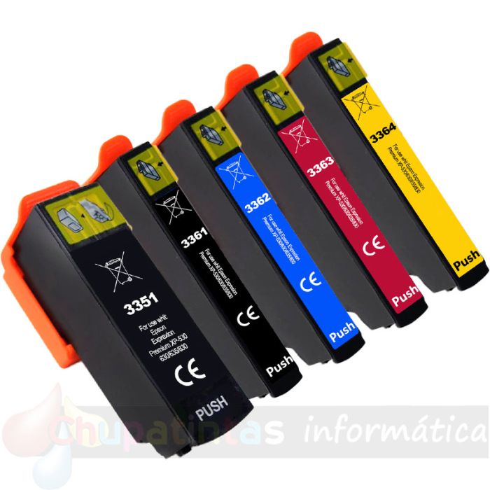 Epson T33XL Pack de 5 Cartuchos de Tinta Genéricos: T3351/T3361/T3362/T3363/T3364