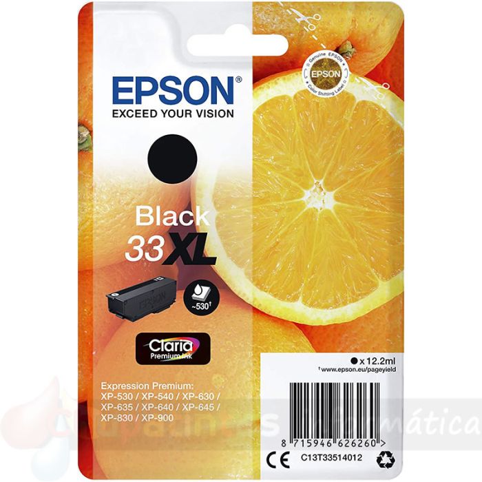 Epson T3351 (33XL) Negro Cartucho de Tinta Original - C13T33514012