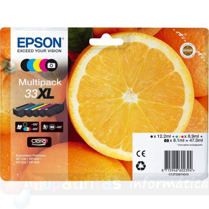Epson T3357 (33XL) Pack de 5 Cartuchos de Tinta Originales - C13T33574011