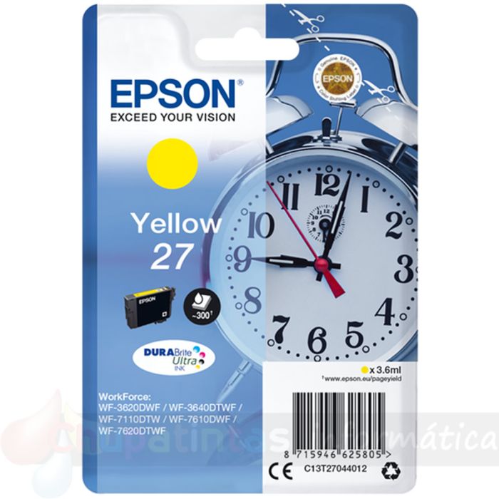 Epson T2704 (27) Amarillo Cartucho de Tinta Original - C13T27044012-1