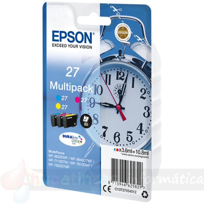 Epson T2705 (27) Pack de 3 Cartuchos de Tinta Originales - C13T27054012-2
