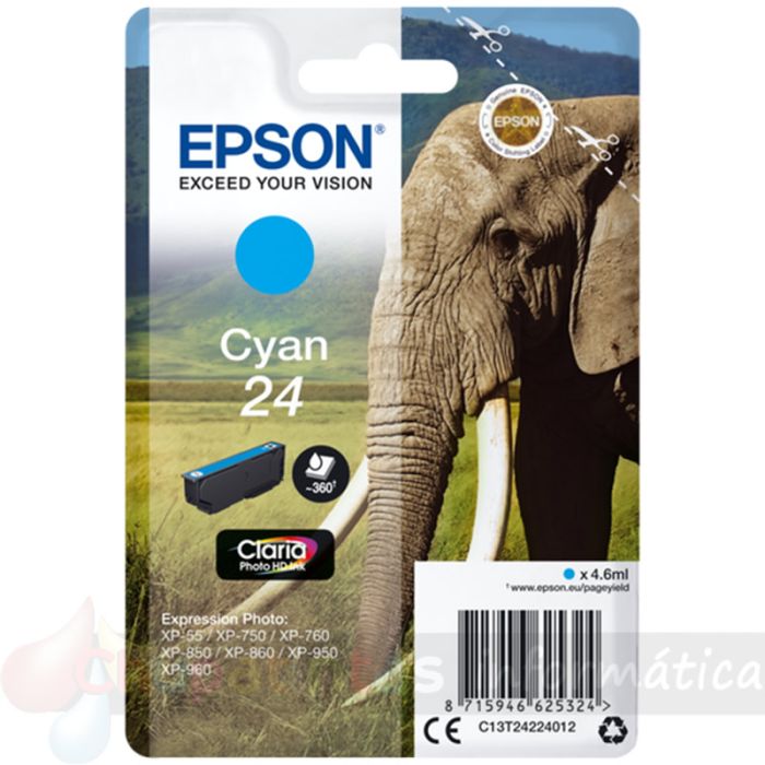 Epson T2422 (24) Cian Cartucho de Tinta Original - C13T24224012