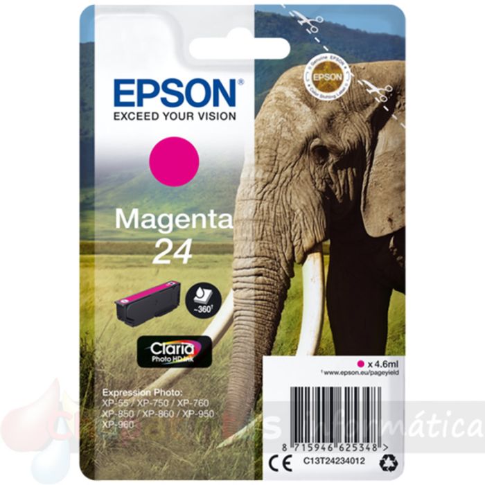 Epson T2423 (24) Magenta Cartucho de Tinta Original - C13T24234012
