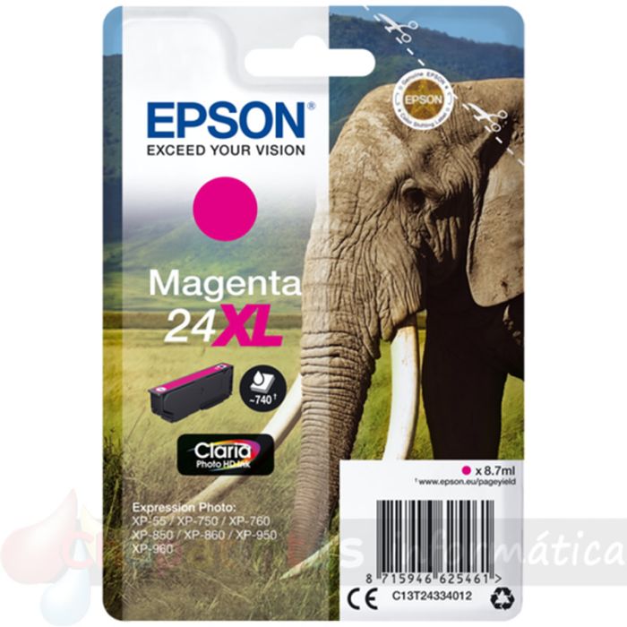Epson T2433 (24XL) Magenta Cartucho de Tinta Original - C13T24334012