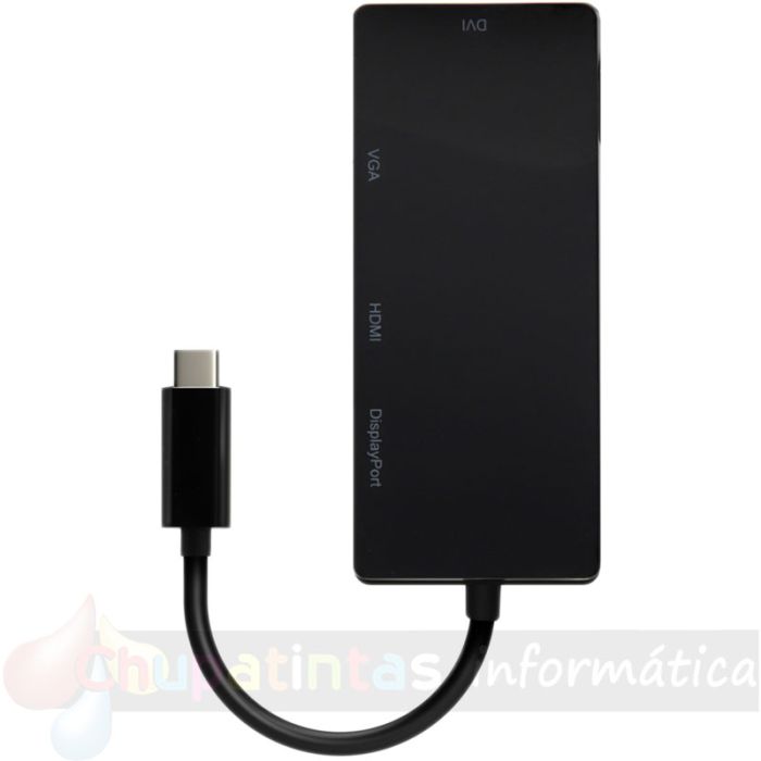Aisens Conversor USB-C a DP/DVI/HDMI/VGA - USB-C/M-DP/H-DVI/H-HDMI/H-VGA/H - 15cm - Color Negro-1