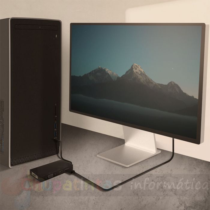 Aisens Conversor USB-C a DP/DVI/HDMI/VGA - USB-C/M-DP/H-DVI/H-HDMI/H-VGA/H - 15cm - Color Negro