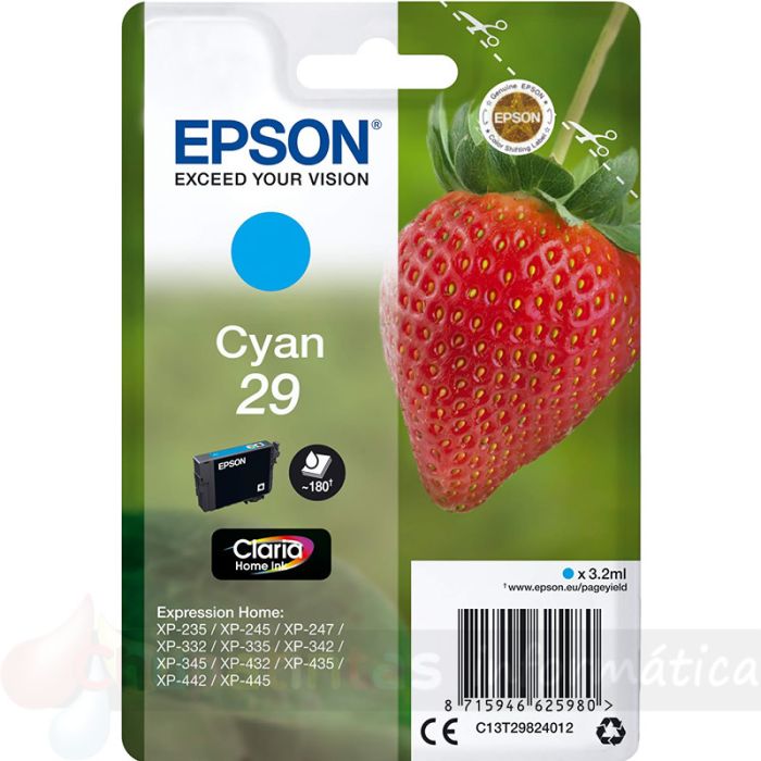 Epson T2982 (29) Cian Cartucho de Tinta Original - C13T29824012