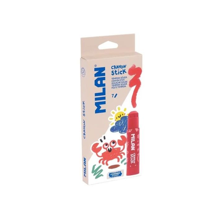 Milan Pack con 7 Temperas Solidas - Gran Cobertura - Faciles de Mezclar - Lavables - Secado Rapido - Colores Surtidos