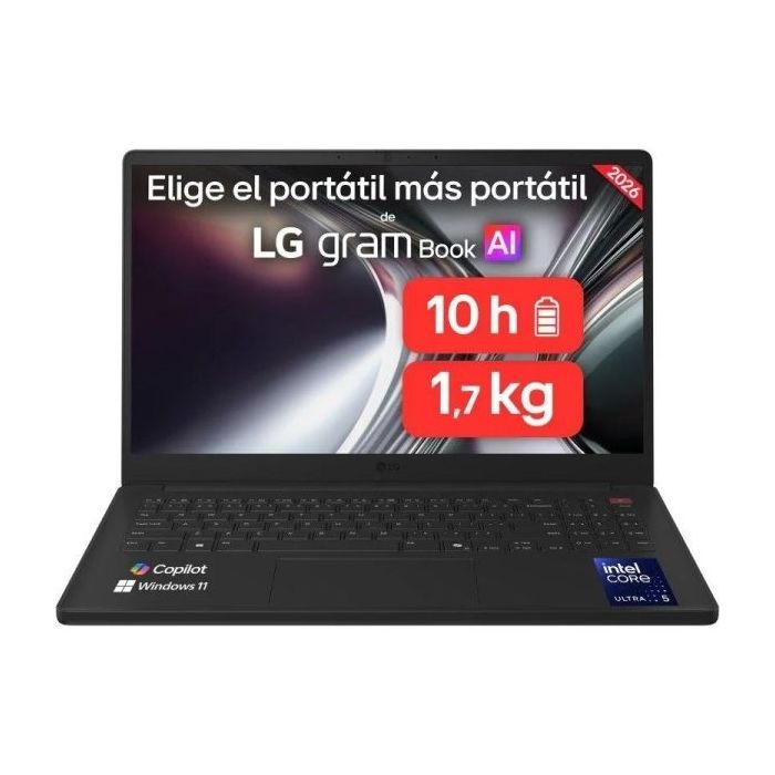 LG Gram 14ZB90S-G.AA55BN Portatil 14  Intel Core Ultra 5 115U - 16GB DDR5 - 512GB SSD - Windows 11 Home - Color Negro - Teclado