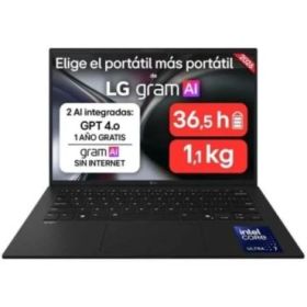LG Gram 14ZD90U-G.AX85BN Portatil 14  Intel Core Ultra 7 355H - 32GB DDR5 - 512GB SSD - Color Negro - Teclado QWERTY (ES)