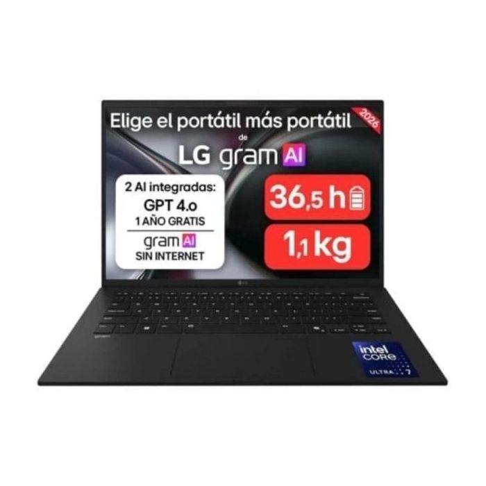 LG Gram 14ZD90U-G.AX85BN Portatil 14  Intel Core Ultra 7 355H - 32GB DDR5 - 512GB SSD - Color Negro - Teclado QWERTY (ES)