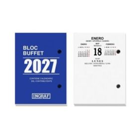 Ingraf Bloque Bufete Anual - 2 Perforaciones - Calendario Contribuyente - Papel de 70 gr/m² - Impreso a 2 Colores
