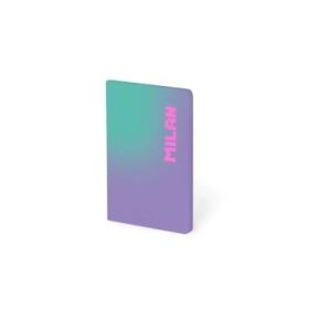Milan Sunset Libreta Encolada Formato A6 Cuadricula 5x5 - 48 Hojas de 95 gr/m2 - Microperforado - Tapa Blanda - Color Morado/Tur