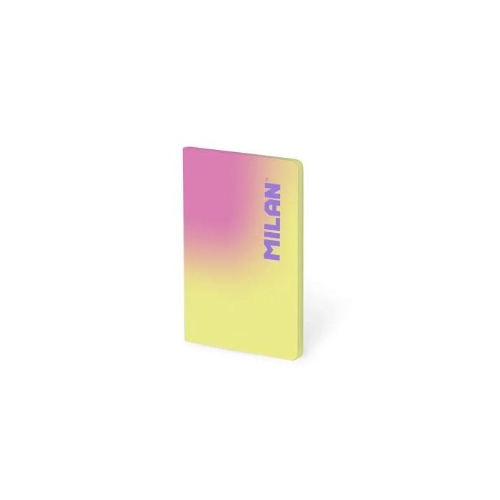 Milan Sunset Libreta Encolada Formato A6 Cuadricula 5x5 - 48 Hojas de 95 gr/m2 - Microperforado - Tapa Blanda - Color Amarillo/R