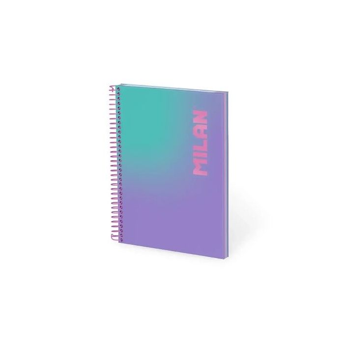 Milan Sunset Cuaderno Espiral Formato A5 Pautado 1 Linea - 90 Hojas de 95 gr/m2 - Microperforado, 2 Taladros - 3 Bandas de Color