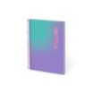 Milan Sunset Cuaderno Espiral Formato A5 Pautado 1 Linea - 90 Hojas de 95 gr/m2 - Microperforado, 2 Taladros - 3 Bandas de Color