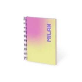 Milan Sunset Cuaderno Espiral Formato A5 Pautado 1 Linea - 90 Hojas de 95 gr/m2 - Microperforado, 2 Taladros - 3 Bandas de Color
