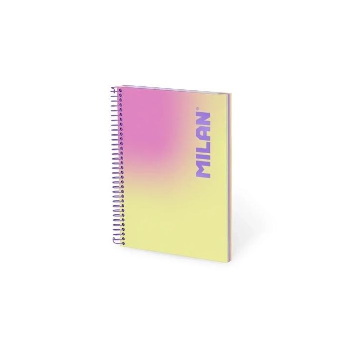 Milan Sunset Cuaderno Espiral Formato A5 Pautado 1 Linea - 90 Hojas de 95 gr/m2 - Microperforado, 2 Taladros - 3 Bandas de Color