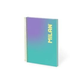 Milan Sunset Cuaderno Espiral Formato A5 Cuadricula 5x5mm - 90 Hojas de 95 gr/m2 - Microperforado, 2 Taladros - 3 Bandas de Colo