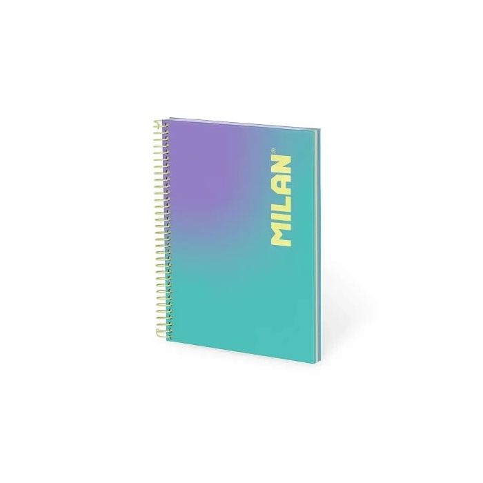 Milan Sunset Cuaderno Espiral Formato A5 Cuadricula 5x5mm - 90 Hojas de 95 gr/m2 - Microperforado, 2 Taladros - 3 Bandas de Colo