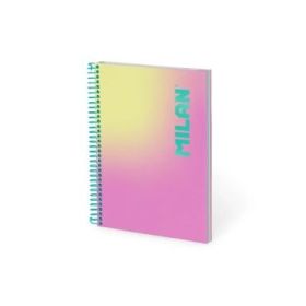 Milan Sunset Cuaderno Espiral Formato A5 Cuadricula 5x5mm - 90 Hojas de 95 gr/m2 - Microperforado, 2 Taladros - 3 Bandas de Colo