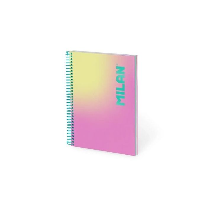 Milan Sunset Cuaderno Espiral Formato A5 Cuadricula 5x5mm - 90 Hojas de 95 gr/m2 - Microperforado, 2 Taladros - 3 Bandas de Colo