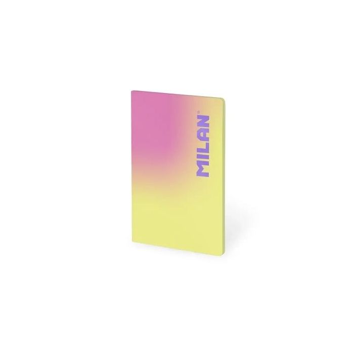 Milan Sunset Libreta Encolada Formato A5 Cuadricula 5x5 - 48 Hojas de 95 gr/m2 - Microperforado - Tapa Blanda - Color Amarillo/R