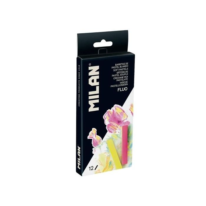 Milan Art Pack de 12 Barritas Pastel Blando - Colores Fluo - Colores Surtidos