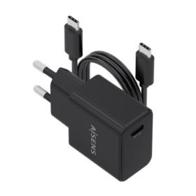 Aisens Cargador Gan 20W - 1xUSB-C PD3.0 - Cable USB-C 1m - Color Negro