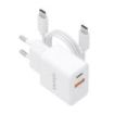 Aisens Cargador Gan 20W - 1xUSB-C PD3.0 - 1xUSB-A QC3.0 - Cable USB-C 1m - Color Blanco