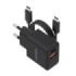 Aisens Cargador Gan 20W - 1xUSB-C PD3.0 - 1xUSB-A QC3.0 - Cable USB-C 1m - Color Negro