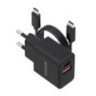 Aisens Cargador Gan 20W - 1xUSB-C PD3.0 - 1xUSB-A QC3.0 - Cable USB-C 1m - Color Negro