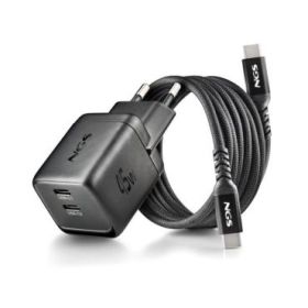 NGS Bud 45W-C Nano Cargador GaN Universal de Pared 45W Ultrarapido - 2x USB-C PD3.0 PPS - Color Negro