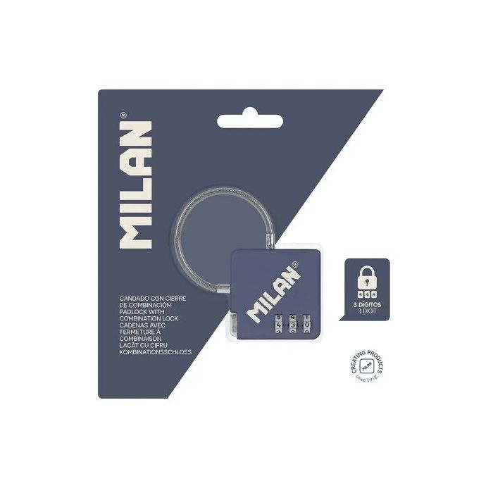 Milan Serie 430 Candado con Cierre de Combinacion - 3 Digitos - Metalico - Color Azul