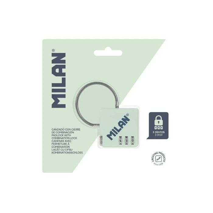 Milan Serie 430 Candado con Cierre de Combinacion - 3 Digitos - Metalico - Color Verde