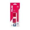 Milan Coleccion nata® 624 Pack con 2 Lapices HB + Sacapuntas + Goma de Borrar - Lapices de Forma Cuadrada