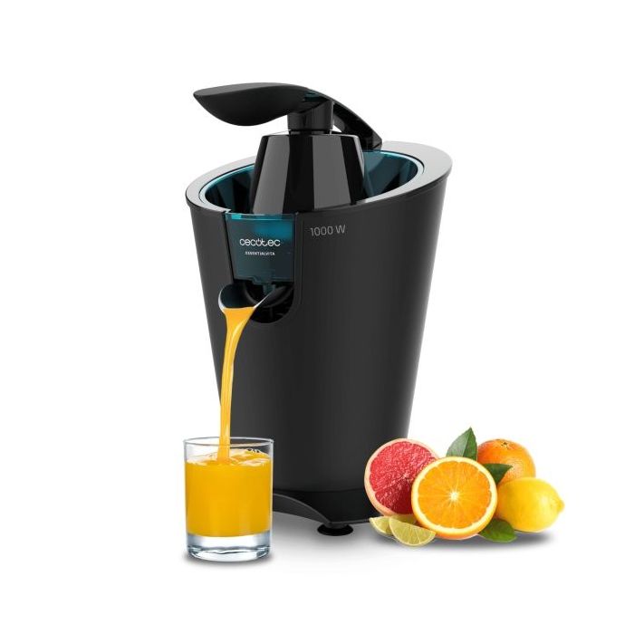 Cecotec EssentialVita PowerFresh 1000 Black Exprimidor Electrico de Brazo - 1000W - Boquilla Antigoteo - Filtro de Acero Inoxida