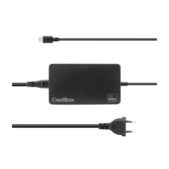 Coolbox NB65 Cargador de Pared GaN 65W - USB‑C - PD3.0 Para Carga Rapida Inteligente - Seleccion Automatica de Voltaje - Color N