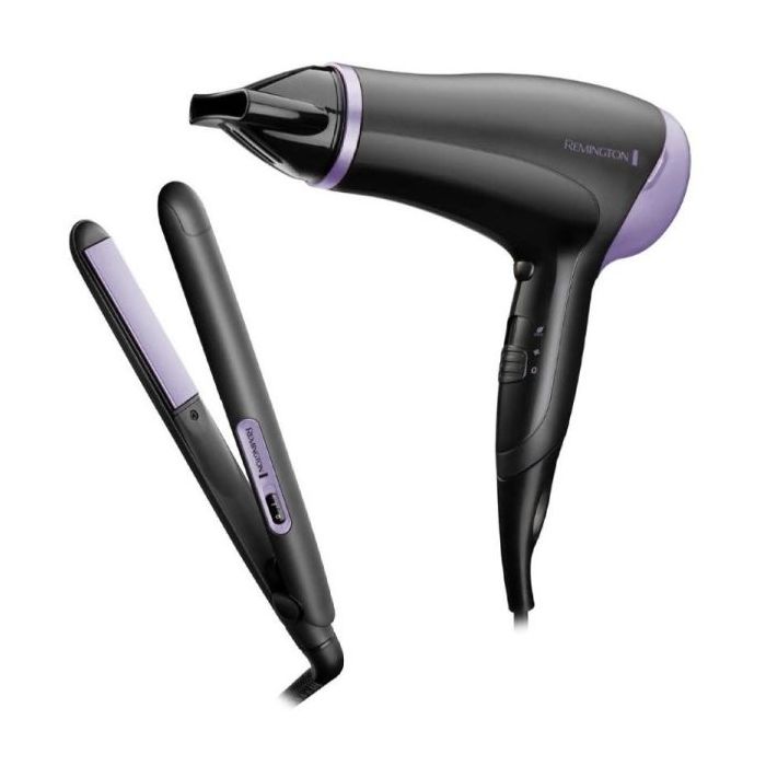 Remington Style Essentials Pack Secador y Plancha de Pelo - 2000W - Secador con Rejilla Ceramica-Ionica - Plancha de Placas Cera
