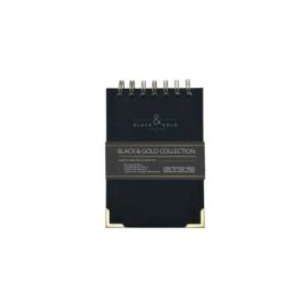 Dohe Black - Gold Bloc de Espiral Metalica Wire-O A6 - 96 Hojas Lisas de 80g - Tapa Dura en Carton Forrado con Polipiel - Canton