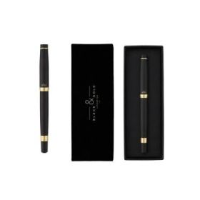 Dohe Black - Gold Boligrafo con Capuchon - Tinta Color Azul - Acabado en Negro Mate - En Estuhe para Regalo