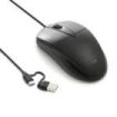 Ewent EW3301 Raton con Cable - 1200dpi - Longitud del Cable 1.50m - Conexion USB-C y USB-A - Color Negro
