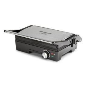 Orbegozo GR 3810 Grill Inoxidable - Cocina sin Aceite - Placas Abatibles 180º - Termostato Regulable - Placa Antiadherente - Pot